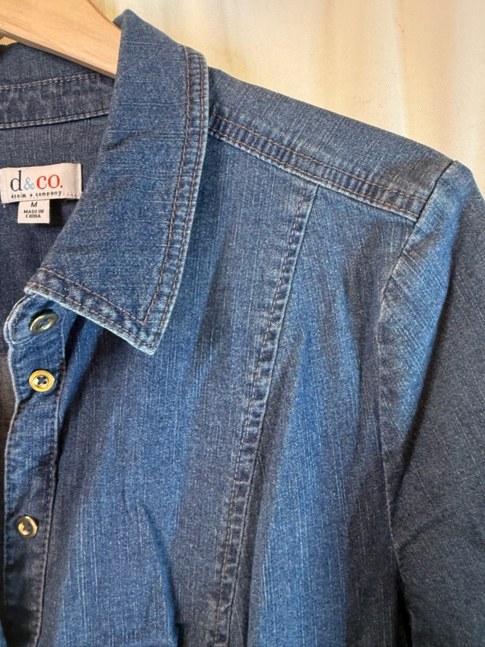 d&co. Denim Button-Front Tunic Shirt Jacket - Picture 7 of 11